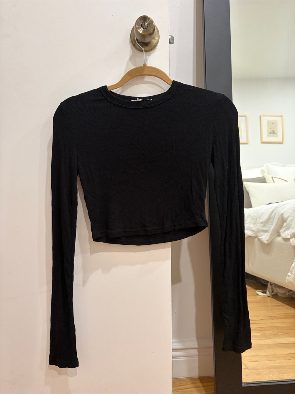 Olivaceous Black Long-Sleeve Crop Top